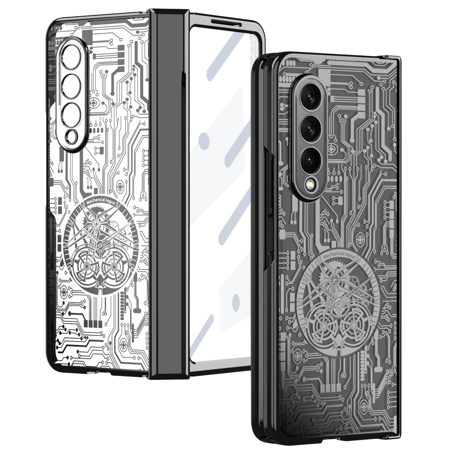 For Samsung Galaxy Z Fold4 5G Mechanical Legend Series Electroplating Phone Case Hard PC Shockproof Cover with Tempered Glass Film For Samsung Galaxy Z Fold4 5G Mechanical Legend Series Electroplating Phone Case Hard PC Shockproof Cover with Tempered Glass Film